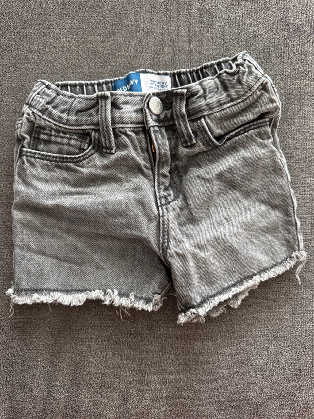 Old Navy Girl’s Grey Frayed-Hem Denim Shorts w/Adjustable Waist